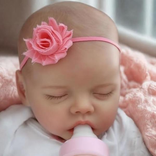 JIZHI Lifelike Reborn Baby Dolls Girl, 17 Inch Real Baby Doll Soft Body Realistic Newborn Baby Dolls Full Vinyl Body Poseable Real Life Baby Dolls Girl with Feeding Kit Gift Box fo