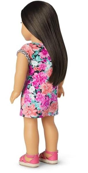 American Girl Truly Me 18-inch Doll #124 with Brown Eyes, Black-Brown Hair, Lt-to-Med Skin, T-shirt Dress, For Ages 6+, Floral