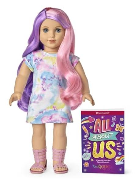 American Girl Truly Me 18-inch Doll #124 with Brown Eyes, Black-Brown Hair, Lt-to-Med Skin, T-shirt Dress, For Ages 6+, Floral