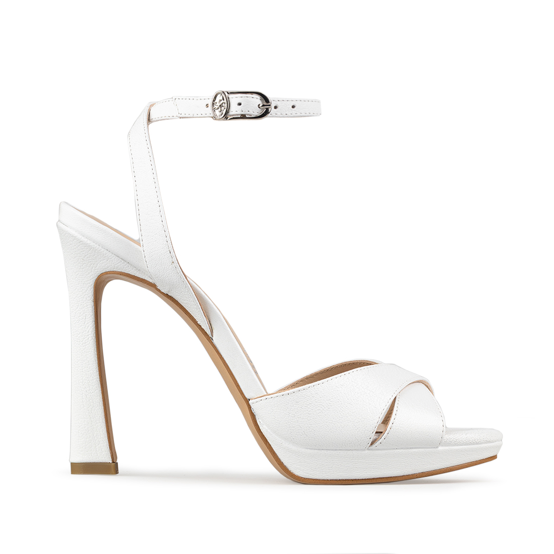 Zapatillas De Tacón Davenia De Piel Sandalia De Tacón Para Dama Mod. Lily Blanco