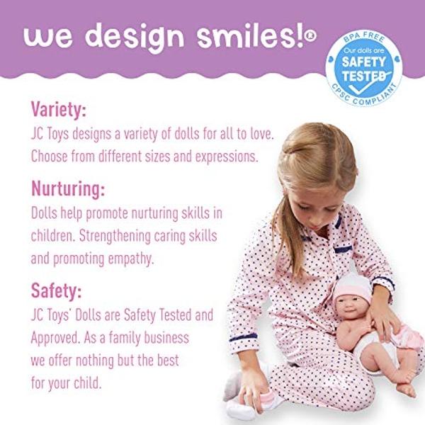 8 piece Layette Baby Doll Gift Set | JC Toys - La Newborn Nursery | 14" Life-Like Smiling Doll w/ Accessories | Pink | Ages 2+, Pink Smiling