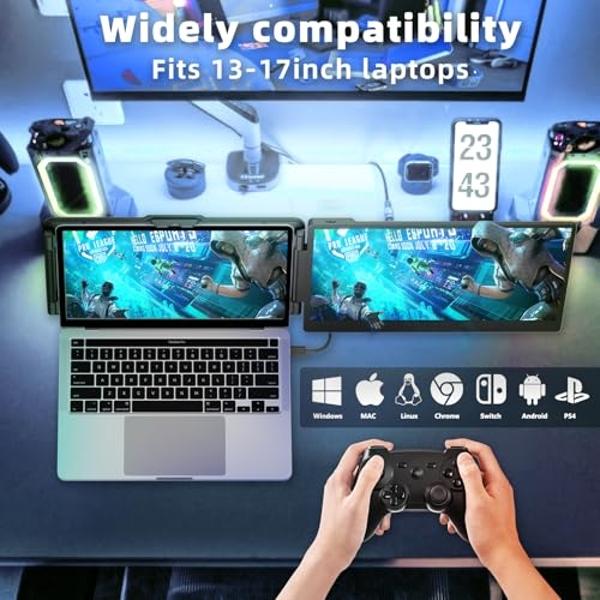Laptop Monitor Extender, Portable Monitor for Laptop, Screen Extender Portable16:9, HDMI/Type-C Plug and Play Display Screen Extender Monitor 1080P for Tablet Laptops PC/Mac/Phone