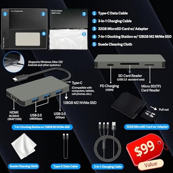 ASUS 14" FHD Laptop, Intel Celeron N4500 Processor, 4GB RAM, 224GB Storage(64GB eMMC+160GB Docking Station Set), Intel Iris Xe Graphics, 720P Camera, Bluetooth, Win 11 S, Quiet Blu