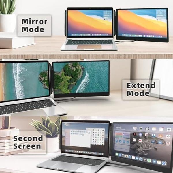 Laptop Monitor Extender, Portable Monitor for Laptop, Screen Extender Portable16:9, HDMI/Type-C Plug and Play Display Screen Extender Monitor 1080P for Tablet Laptops PC/Mac/Phone