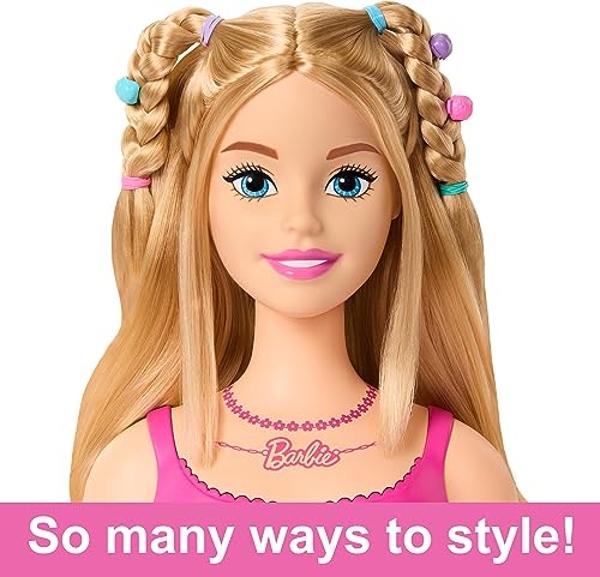 Barbie Doll Styling Head, Blond Hair with 20 Colorful Accessories, Doll Head for Hair Styling