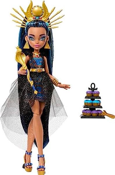 Monster High Monster Ball Doll, Cleo De Nile in Party Dress with Themed Accessories Including Scepter & Cupcakes