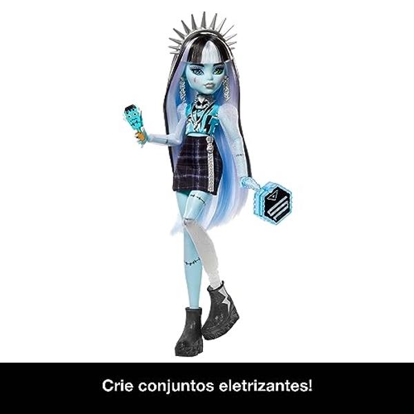 Monster High Skulltimate Secrets Fearidescent Series Doll & Accessories Set, Frankie Stein with Dress-Up Locker & 19+ Surprises