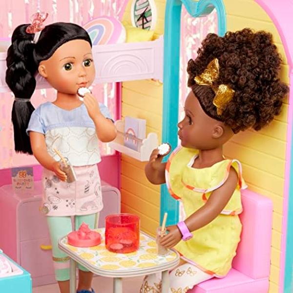Glitter Girls – Soo Ji 14-inch Poseable Fashion Doll – Black Hair & Hazel Eyes —Hearts Outfit with Blue Glitter Shoes – Toys, Clothes, and Accessories for Kids Ages 3+