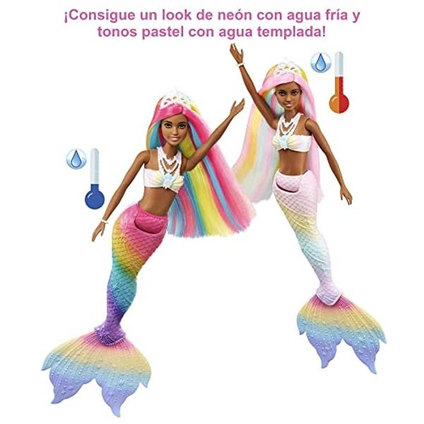 Barbie Dreamtopia Doll, Rainbow Magic Mermaid with Rainbow Hair & Light Brown Eyes, Water-Activated Color-Change Feature on Hair & Tail