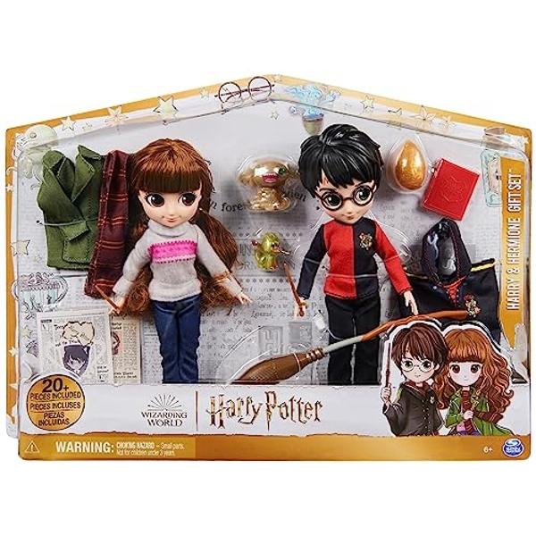 Wizarding World Harry Potter, 8-inch Harry Potter & Hermione Granger Dolls & Accessories Gift Set, over 20 Pieces, Kids Toys for Ages 6 and up
