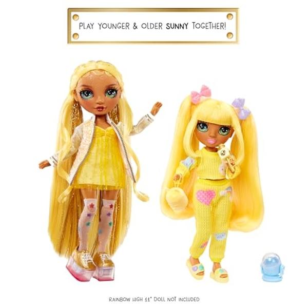 Rainbow High Jr High PJ Party - Sunny, Yellow 9" Posable Blonde Fashion Doll with Soft Onesie, Slippers, Fun Play Accessories, Great Toy Gift for Girls Kids Ages 4-12 Years
