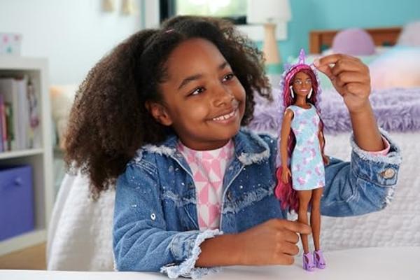 Barbie The Movie Ken Doll Wearing Pastel Pink and Green Striped Beach Matching Set with Surfboard and White Sneakers