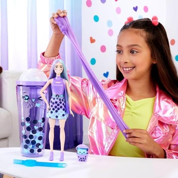 Barbie Pop Reveal Doll & Accessories, Bubble Tea Series with Pet, 8 Surprises Include Color Change, Cup with Storage (Styles May Vary)
