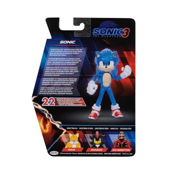 Sonic 3 Movie Action Figures 5-Inch Sonic Collector Toy Figure, Highly Articulated for Boys Girls - Officially Licensed Sonic The Hedgehog 3 Movie Product