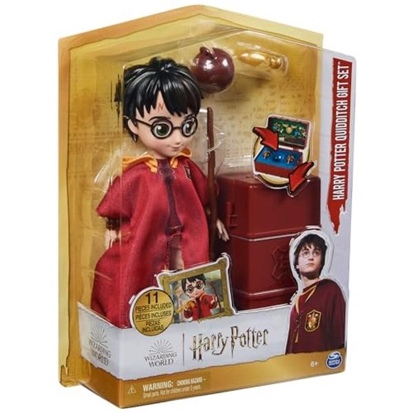 Wizarding World Harry Potter, 8-inch Harry Potter Quidditch Doll Gift Set with Robe and 9 Doll Accessories, 11 Pieces, Kids Toys for Ages 6 and up