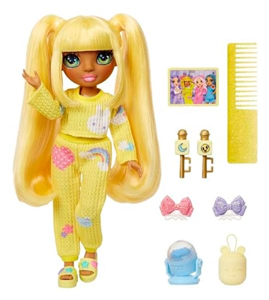 Rainbow High Jr High PJ Party - Sunny, Yellow 9" Posable Blonde Fashion Doll with Soft Onesie, Slippers, Fun Play Accessories, Great Toy Gift for Girls Kids Ages 4-12 Years