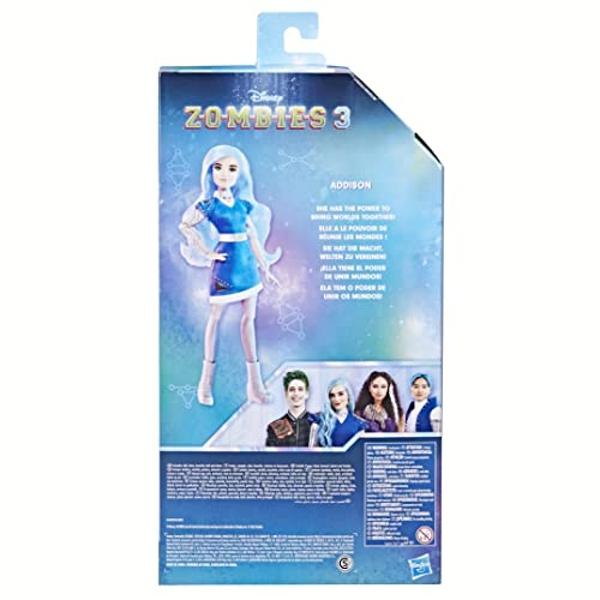 Disney Princess Zombies 3 Addison Fashion Doll - 12-Inch Doll with Long Blue Hair,Dress,Shoes,and Accessories.Toy for Kids Ages 6 Years Old and Up