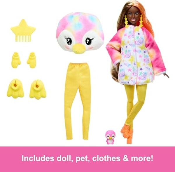 Barbie Cutie Reveal Doll & Accessories, Color Dream Series, Tie-Dyed Penguin Costume & 10 Surprises Including Color Change