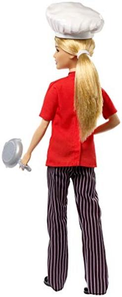 Barbie Chef Doll, Petite, Dressed in Chef-Inspired Coat with Frying Pan, Chef's Hat and Blonde Hair, Gift for 3 to 7 Year Olds