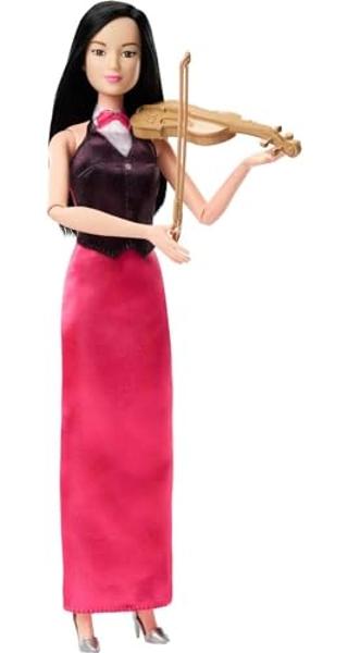 Barbie Careers Fashion Doll & Accessories, Violinist Musician Wearing Removable Performance Outfit with Violin & Bow