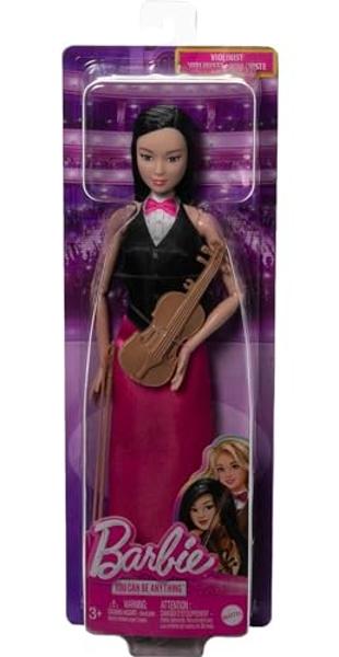 Barbie Careers Fashion Doll & Accessories, Violinist Musician Wearing Removable Performance Outfit with Violin & Bow
