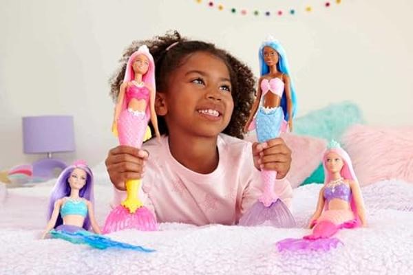 Barbie Dreamtopia Mermaid Doll with Curvy Body, Pink Hair, Ombre Tail & Headband Accessory