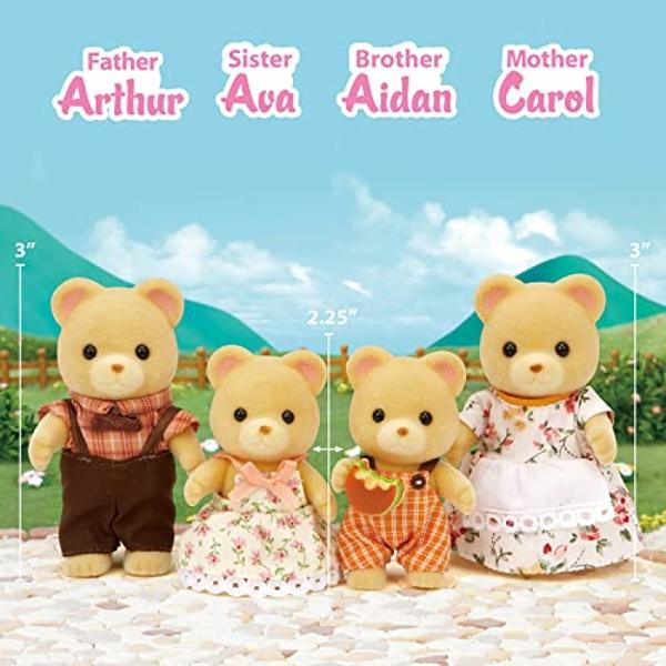 Calico Critters Cuddle Bear Family, Dolls, Dollhouse Figures, Collectible Toys 4 Count
