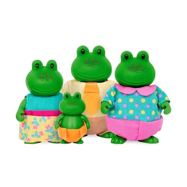 Li'l Woodzeez – The Croakalily Frog Family – Set of 4 Collectible Posable Frog Figures with Storybook – Pretend Play Doll Figures – Gift Toy for Kids Age 3+
