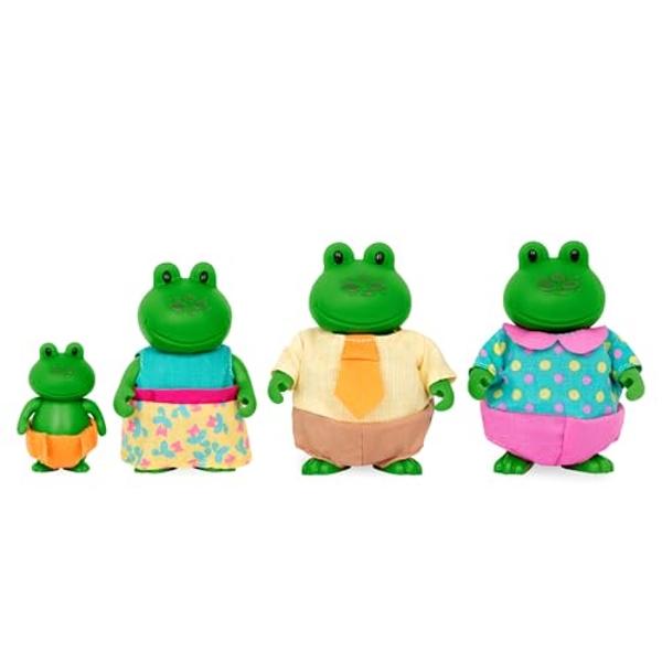Li'l Woodzeez – The Croakalily Frog Family – Set of 4 Collectible Posable Frog Figures with Storybook – Pretend Play Doll Figures – Gift Toy for Kids Age 3+