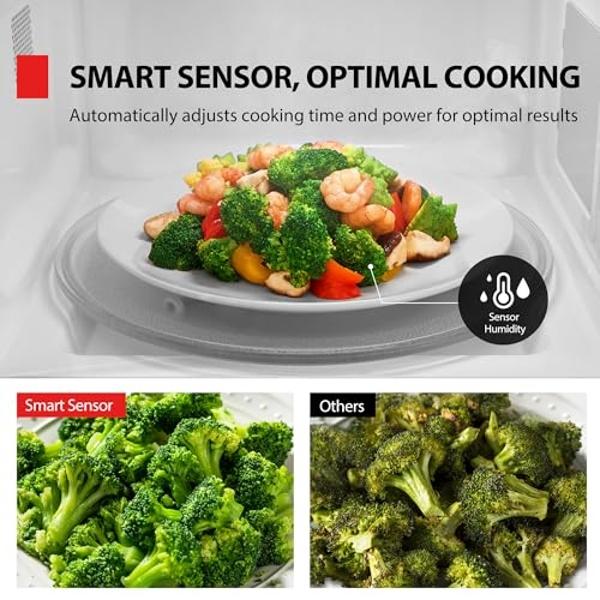 TOSHIBA EM131A5C-BS Countertop Microwave Ovens 1.2 Cu Ft, 12.4" Removable Turntable Smart Humidity Sensor 12 Auto Menus Mute Function ECO Mode Easy Clean Interior Black Color 1000W