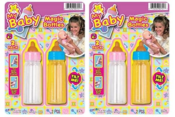 JA-RU Magic Baby Doll Bottles (2 Packs of 2 Bottles) Milk Bottle and Juice Bottle, Baby Doll Accessories. Set with 2 Bottles. 701-2
