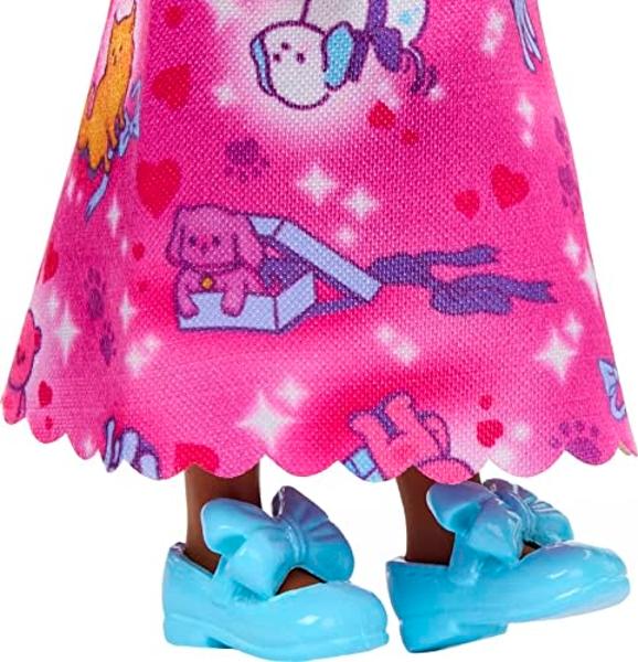 Barbie Dreamtopia Chelsea Royal Doll with Pink Hair, Purple Bow Headband & Colorful Skirt, Small Doll Bends at Waist