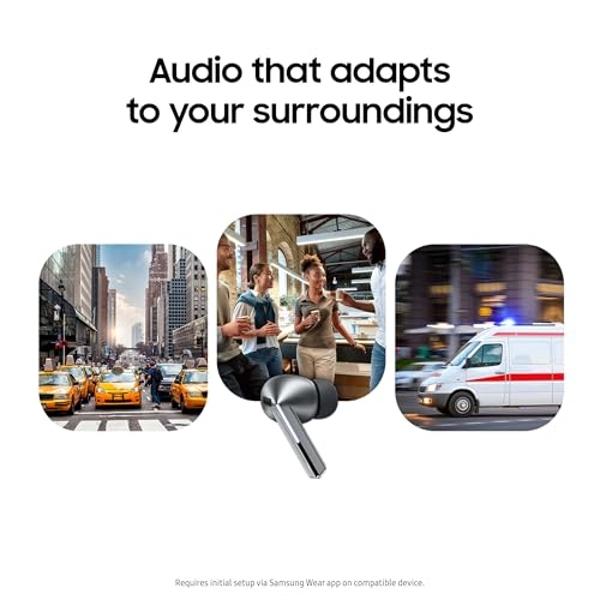 SAMSUNG Galaxy Buds 3 Pro AI True Wireless Bluetooth Earbuds, Noise Cancelling, Sound Optimization, Redesigned Comfort Fit, Silver [US Version, Amazon Exclusive, 2Yr Warranty]