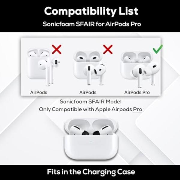 SONICFOAM Memory Foam Earbud Tips - Premium Noise Isolation, Replacement Foam Ear Tips, 3 Pairs for Airpods Pro (SFAIR, S/M/L, Black, Tester Pack)
