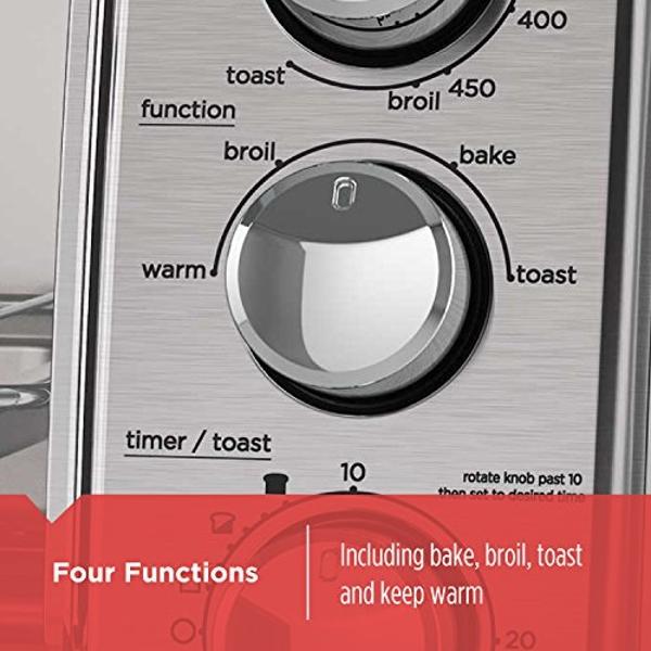 BLACK+DECKER 4-Slice Toaster Oven, TO1745SSG-1A, Even Toast, 4 Cooking Functions Bake, Broil, Toast and Keep Warm, Removable Crumb Tray, Timer