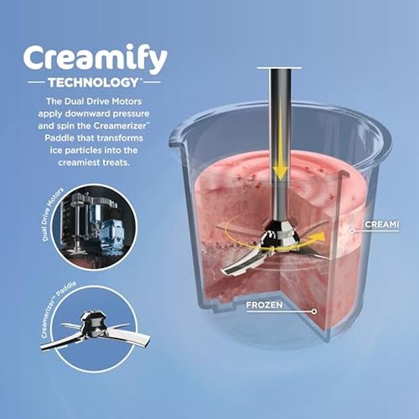Ninja NC301 CREAMi Ice Cream Maker, for Gelato, Mix-ins, Milkshakes, Sorbet, Smoothie Bowls & More, 7 One-Touch Programs, with (2) Pint Containers & Lids, Compact Size, Perfect for