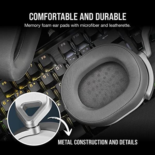 CORSAIR HS65 SURROUND Multiplatform Wired Gaming Headset – Dolby Atmos – SonarWorks SoundID – iCUE Compatible – PC, Mac, PS5, PS4, Xbox, Nintendo Switch, Mobile – White