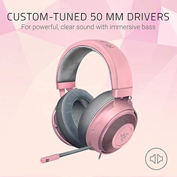 Razer Kraken Gaming Headset: Lightweight Aluminum Frame, Retractable Noise Isolating Microphone, For PC, PS4, PS5, Switch, Xbox One, Xbox Series X & S, Mobile, 3.5 mm Audio Jack - 