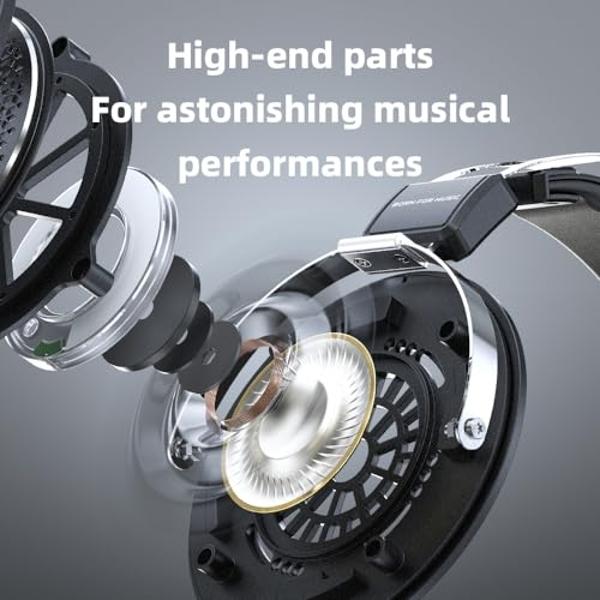 FIIO JadeAudio JT1 Professional Studio Headphones for Recording Gaming Headset with Microphone, 50mm Diaphragms, Hi-Res Music Studio Headset