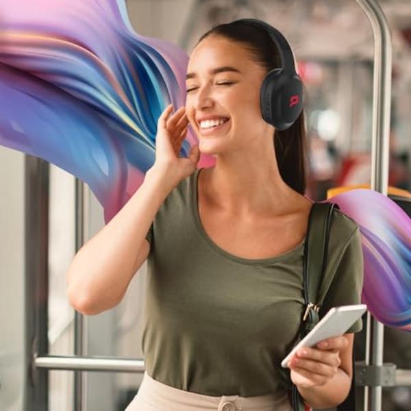 Compaq Active Noise Cancelling Headphones, Wireless, Over Ear Bluetooth Headphones, Premium Sound, Gaming Headset, 50H Playtime, Fast Charge, Soft Ear Pads (Black)