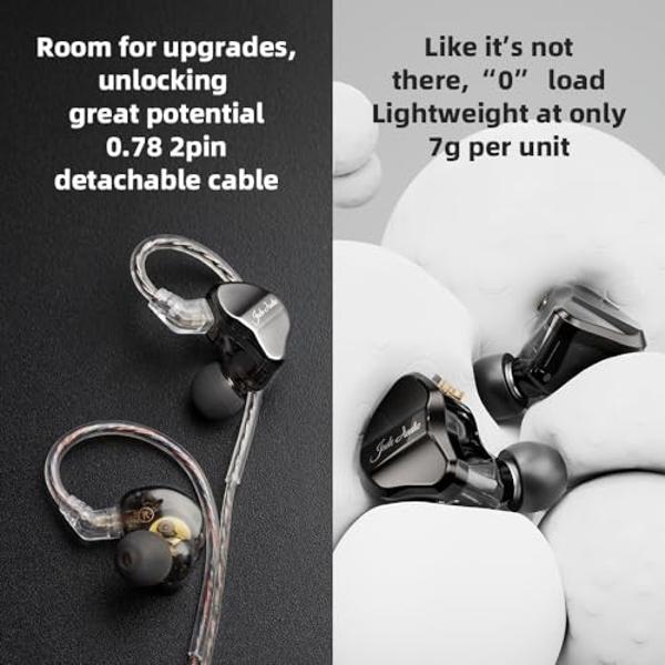 FiiO/JadeAudio JD1 High Performance Dynamic Driver HiFi Bass Stereo in Ear Monitor Headphones Sport Gaming Earbuds with Mic (Silver)