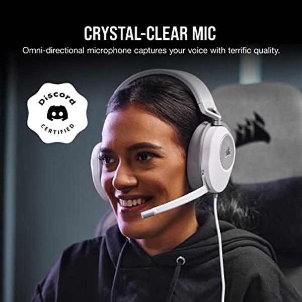 CORSAIR HS65 SURROUND Multiplatform Wired Gaming Headset – Dolby Atmos – SonarWorks SoundID – iCUE Compatible – PC, Mac, PS5, PS4, Xbox, Nintendo Switch, Mobile – White