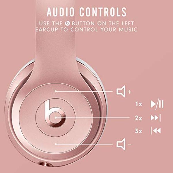 Beats Solo3 Wireless On-Ear Headphones - Apple W1 Headphone Chip, Class 1 Bluetooth, 40 Hours of Listening Time, Built-in Microphone - Rose Gold