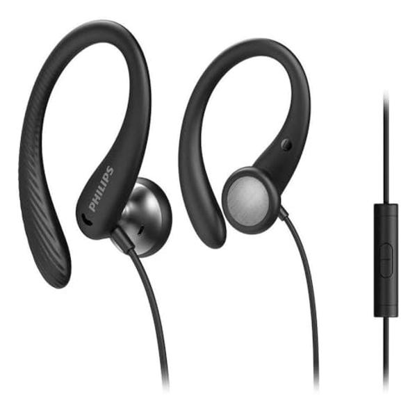 PHILIPS A1105 Wired Headphones,In-Ear Headphones with Open Acoustics Design,Deep Bass,15mm drivers,Quality Sound,Secure Ear-Hook Design,Comfort Fit,IPX2 Sweat-Resistant,3.5mm Conne