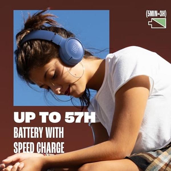 JBL Tune 520BT - Wireless On-Ear Headphones, Up to 57H Battery Life and Speed Charge, Lightweight, Comfortable and Foldable Design, Hands-Free Calls with Voice Aware (Black)