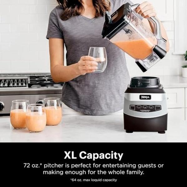 Ninja Blender, For-Smoothies, Salsa, Shakes, Slush, and-Frozen Drinks, Blender, Pitcher, and-Lid, Blender for-Kitchen, Crushes Ice, Fruit, and-Veggies, 1000-Watt, Dishwasher Safe, 