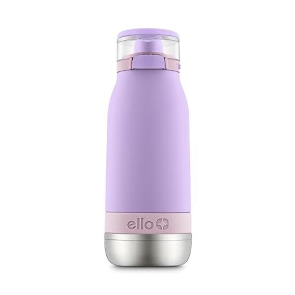 Ello Emma 14oz Vacuum Insulated Stainless Steel Kids Water Bottle with Straw and Built-in Carrying Handle and Leak-Proof Locking Lid for School Backpack, Lunchbox and Outdoor Sport