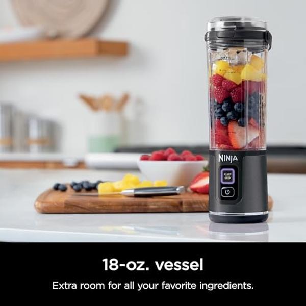 Ninja Blast Portable Blender, Cordless, 18oz. Vessel, Personal Blender For-Shakes and Smoothies, BPA Free, Leakproof-Lid and Sip Spout, USB-C Rechargeable, Dishwasher Safe, Metalli