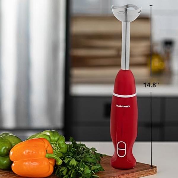 OVENTE Immersion Hand Blender, 300W Electric Handheld Portable Stick Mixer with 2 Mixing Speed and Stainless Steel Blades for Effortless Blending Smoothies, Shakes, Puree or Baby F