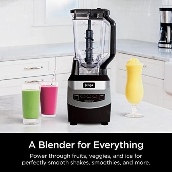 Ninja Blender, For-Smoothies, Salsa, Shakes, Slush, and-Frozen Drinks, Blender, Pitcher, and-Lid, Blender for-Kitchen, Crushes Ice, Fruit, and-Veggies, 1000-Watt, Dishwasher Safe, 